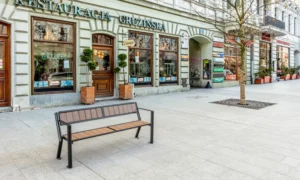 Parková lavička Gladiator WPC s lakťovou opierkou